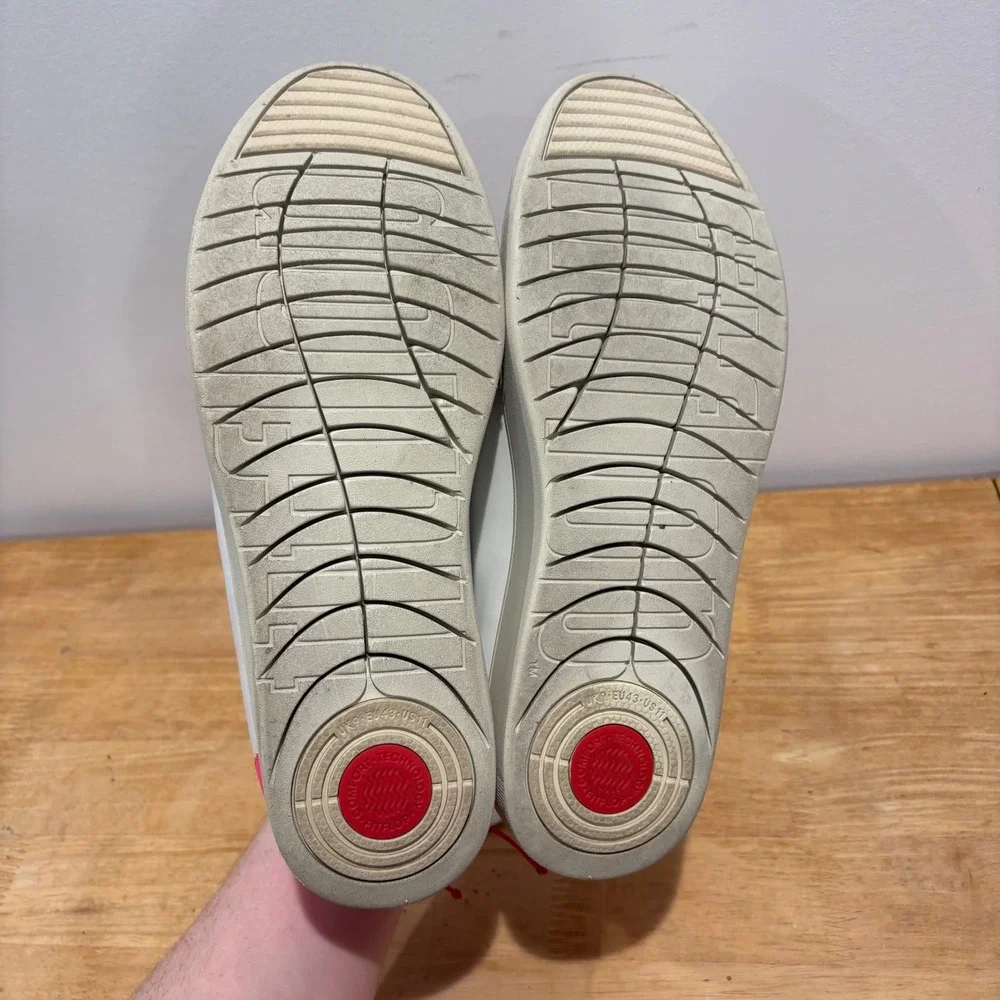 FitFlop‎ Rally Leather Sneakers Women White Pink size 11 Comfort FV9-A58